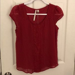 Swiss dot bright pink top